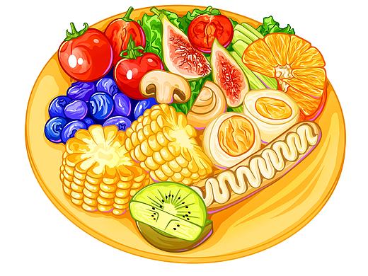 线稿风美食插画