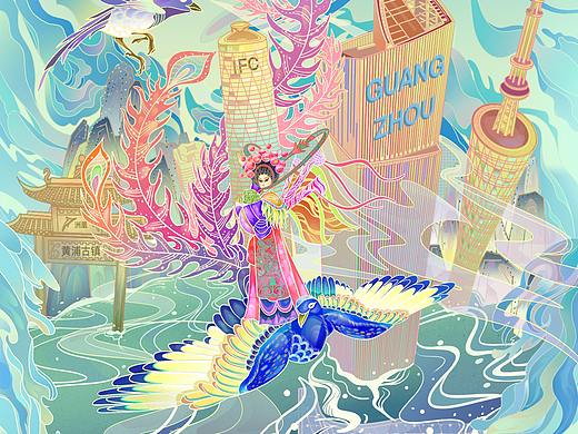 城市地标国潮插画【广州】