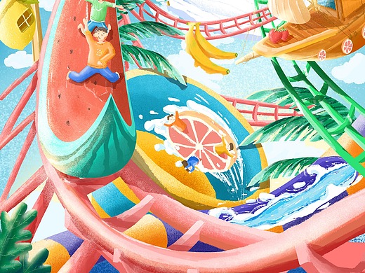 夏至水果乐园插画海报