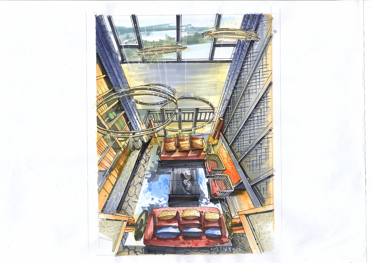 室内设计效果图马克笔手绘