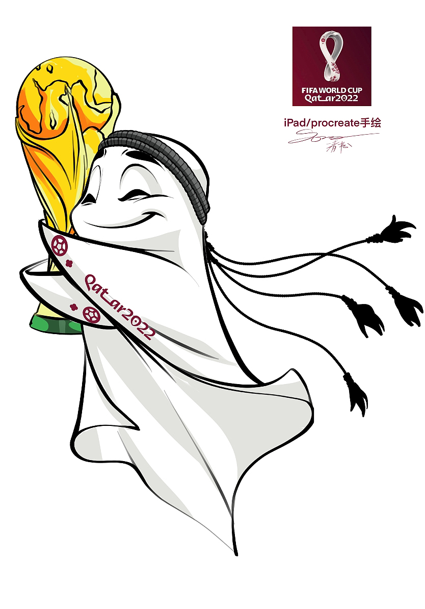 下滑15张卡塔尔世界杯吉祥物 手绘稿可临摹（图ZMzI1MTQxNDgw） - 单幅漫画 - 站酷设计师清松珠宝课堂原创素材 - 站酷ZCOOL