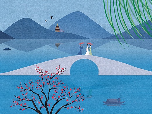 《白蛇·断桥初会》武政谅风格插画