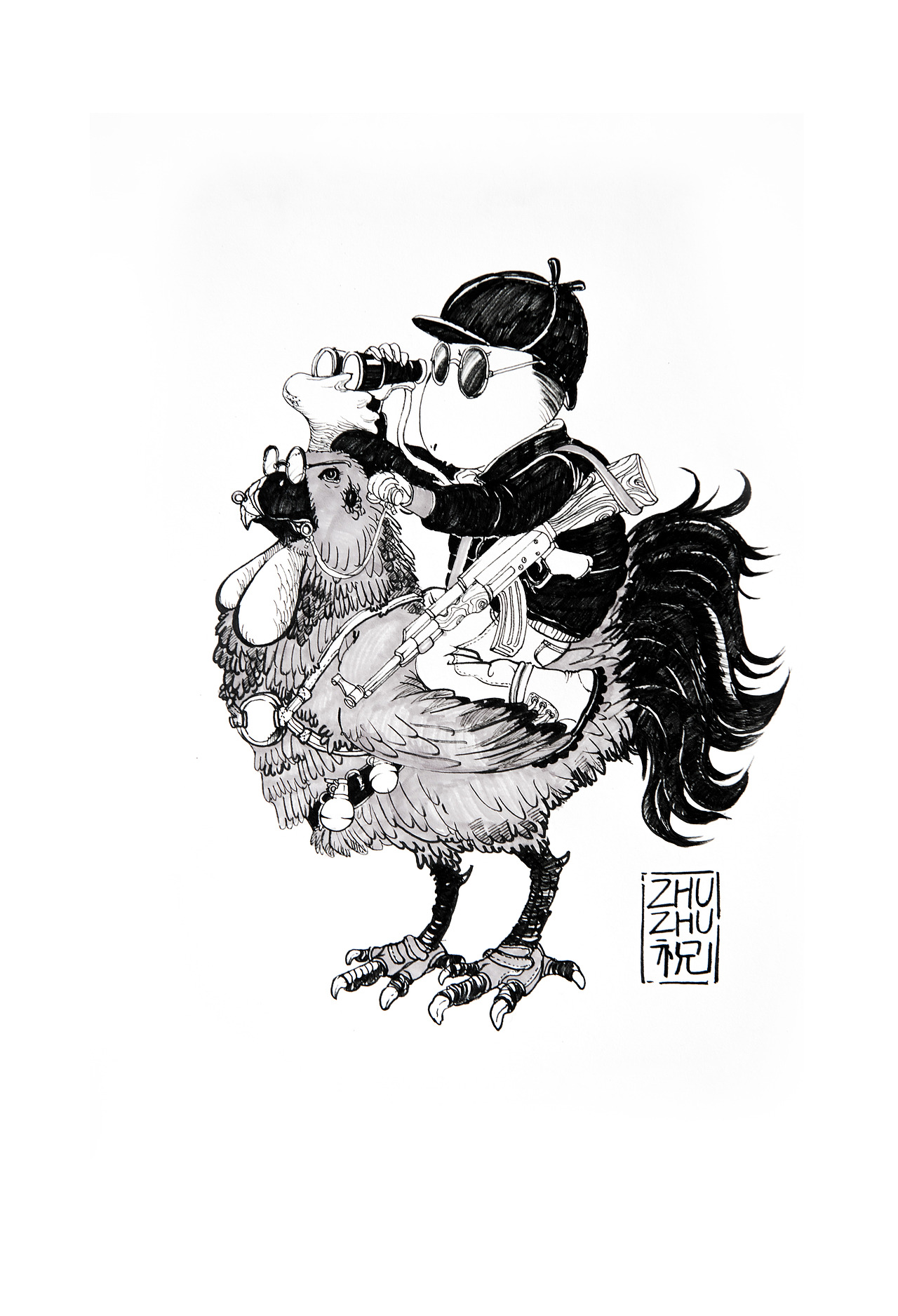 送货战斗鸡（图ZNjkxNzgxMzY=） - 商业插画 - 站酷设计师Zhuzhu_祝原创素材 - 站酷ZCOOL