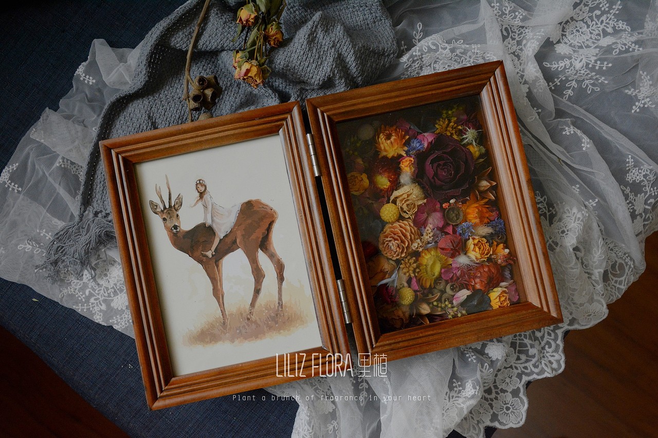 LilizFlora里植 花艺手作—复古干花实木相框