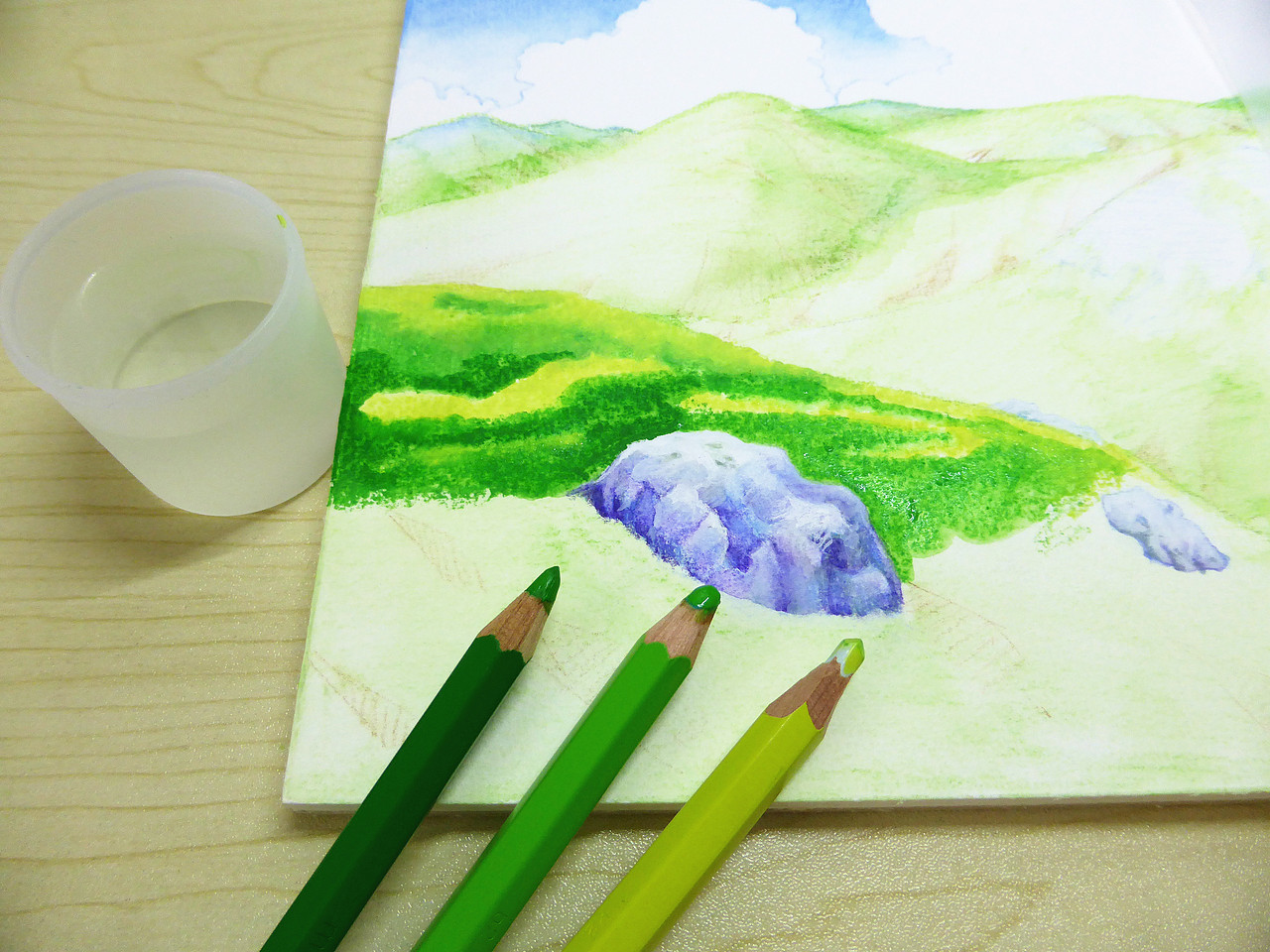 【水溶色铅笔——山脉】（图ZMTAzMDI4Mzc2） - 绘画 - 站酷设计师榊雪兔原创素材 - 站酷ZCOOL