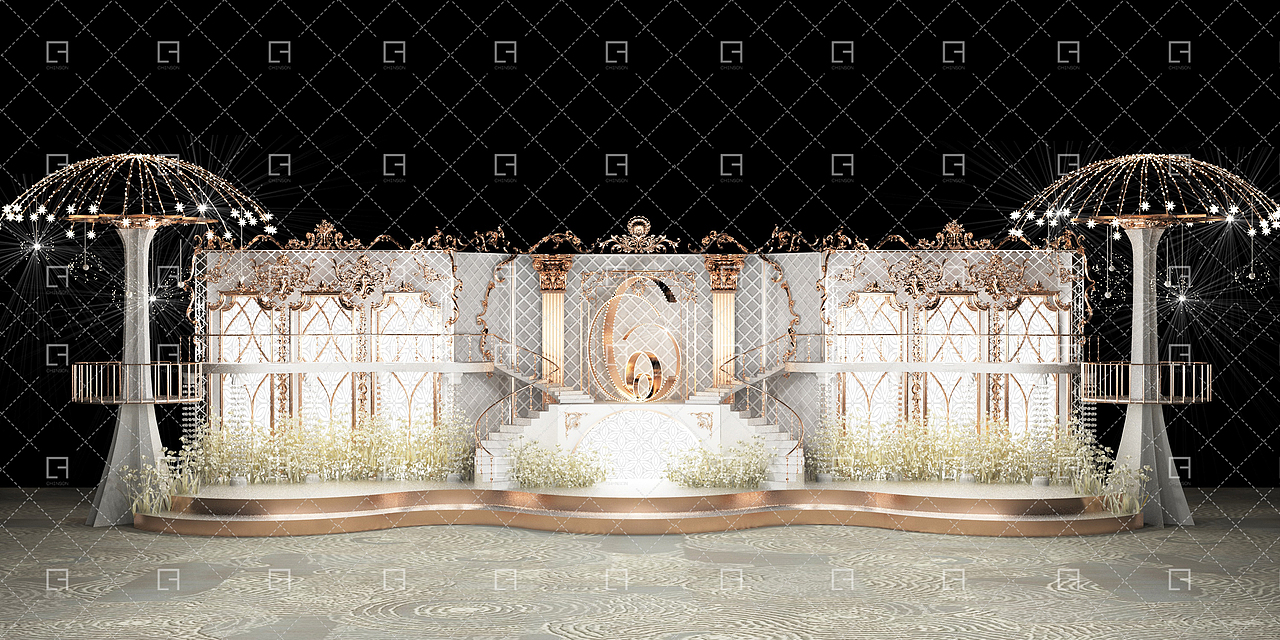 #婚礼3d效果图# 白金色欧式婚礼效果图（图ZMjQ0NzcyODcy） - 舞台美术 - 站酷设计师婚礼设计Chenson原创素材 - 站酷ZCOOL