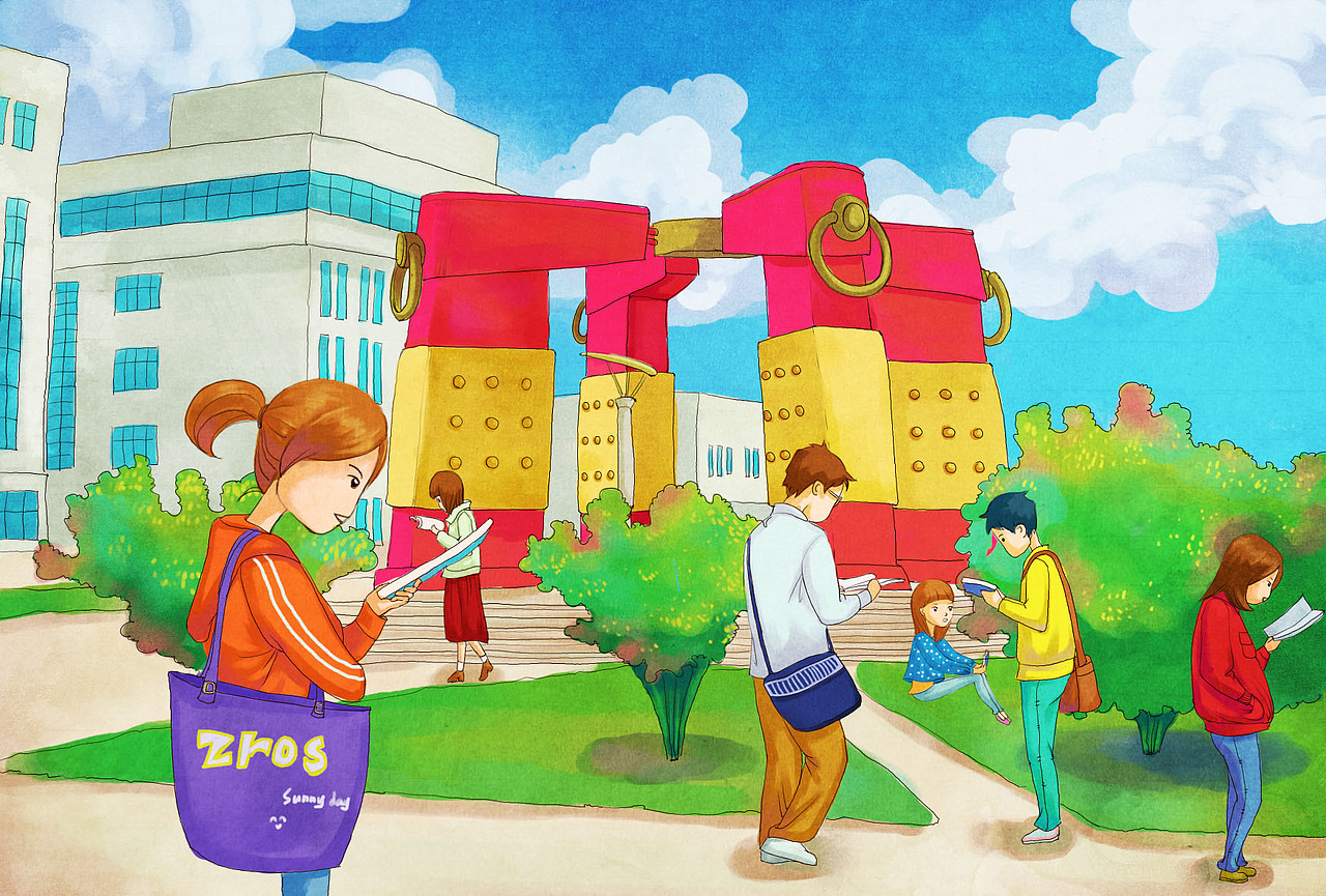 纪念校园的明信片一些