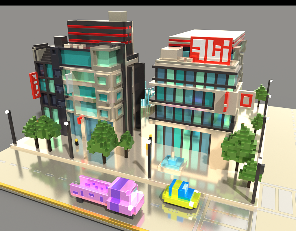 magicavoxel/城市小场景临摹（图ZNjI1Mjk0NzI=） - 场景 - 站酷设计师carrie_kyo原创素材 - 站酷ZCOOL