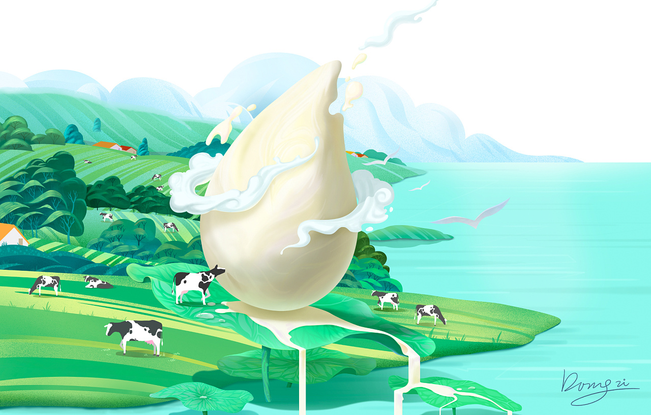 奶滴牧场|插画|商业插画|东子丿 - 原创作品 - 站酷 (zcool)