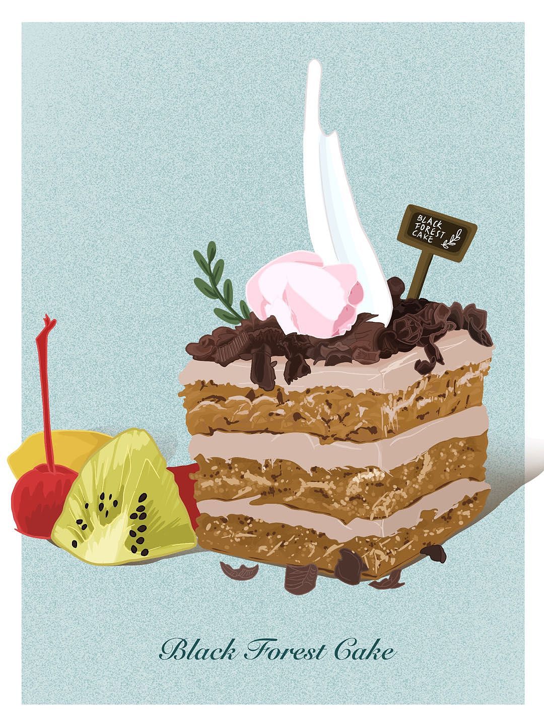 ipad|线稿风插画|黑森林蛋糕（图ZMzM4NTg1MDYw） - 商业插画 - 站酷设计师mlxett原创素材 - 站酷ZCOOL