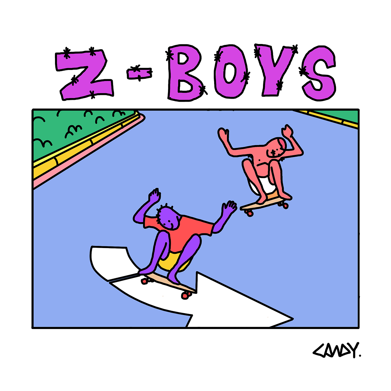 狗镇男孩/DOG TOWN Z BOYS（图ZMTQ4MTc1NDAw） - 新锐潮流插画 - 站酷设计师外星思维家原创素材 - 站酷ZCOOL