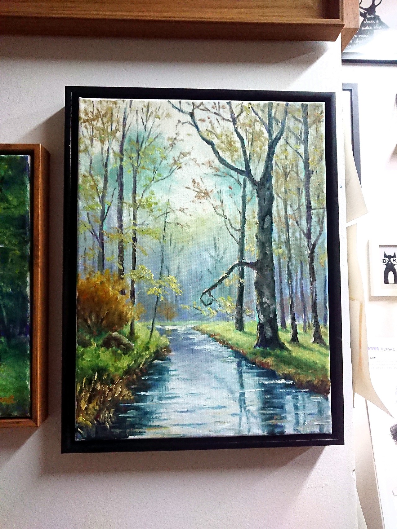 【油画教程】何老师教你画一张30x40油画林中小溪