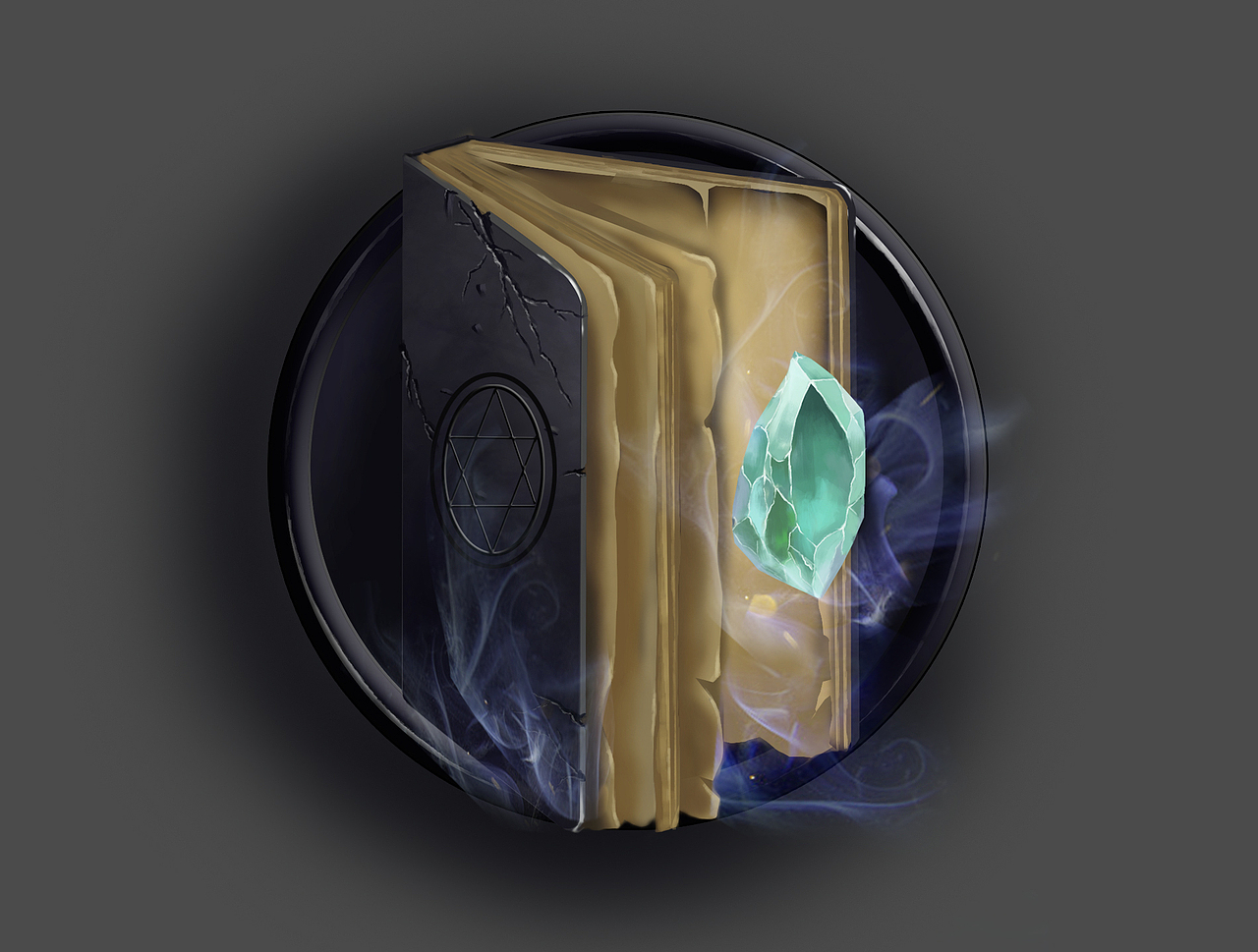 这个算是半原创的图标吧,哈哈,中间的宝石参考了资料,这本书其实是我的笔记本,把它画成铁皮并且还破了实在是有点对不起它,哈哈