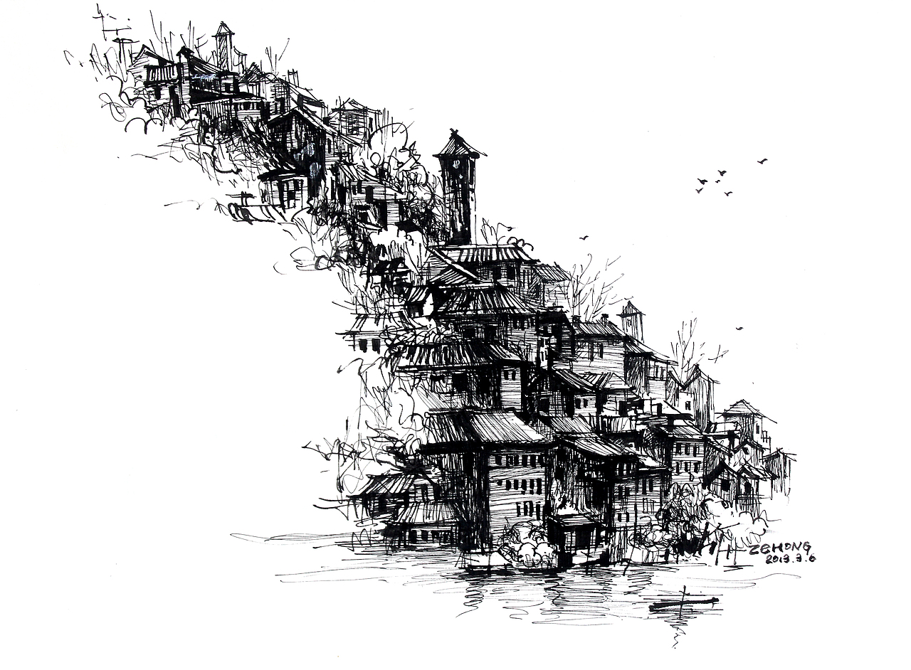 风景速写（图ZMjAwNjgwOTI=） - 绘画 - 站酷设计师谭泽鸿原创素材 - 站酷ZCOOL