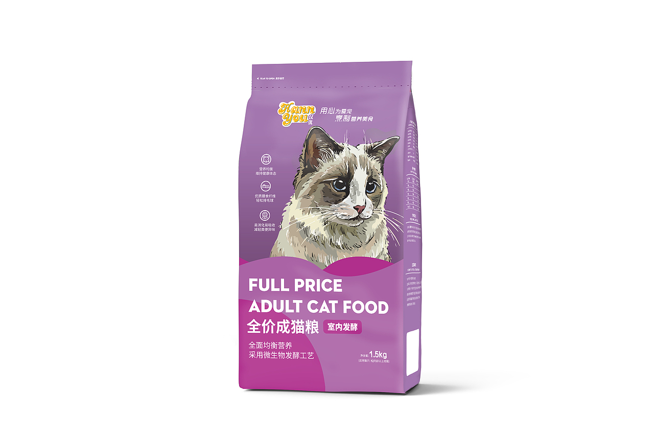 宠物食品 猫粮包装 插画