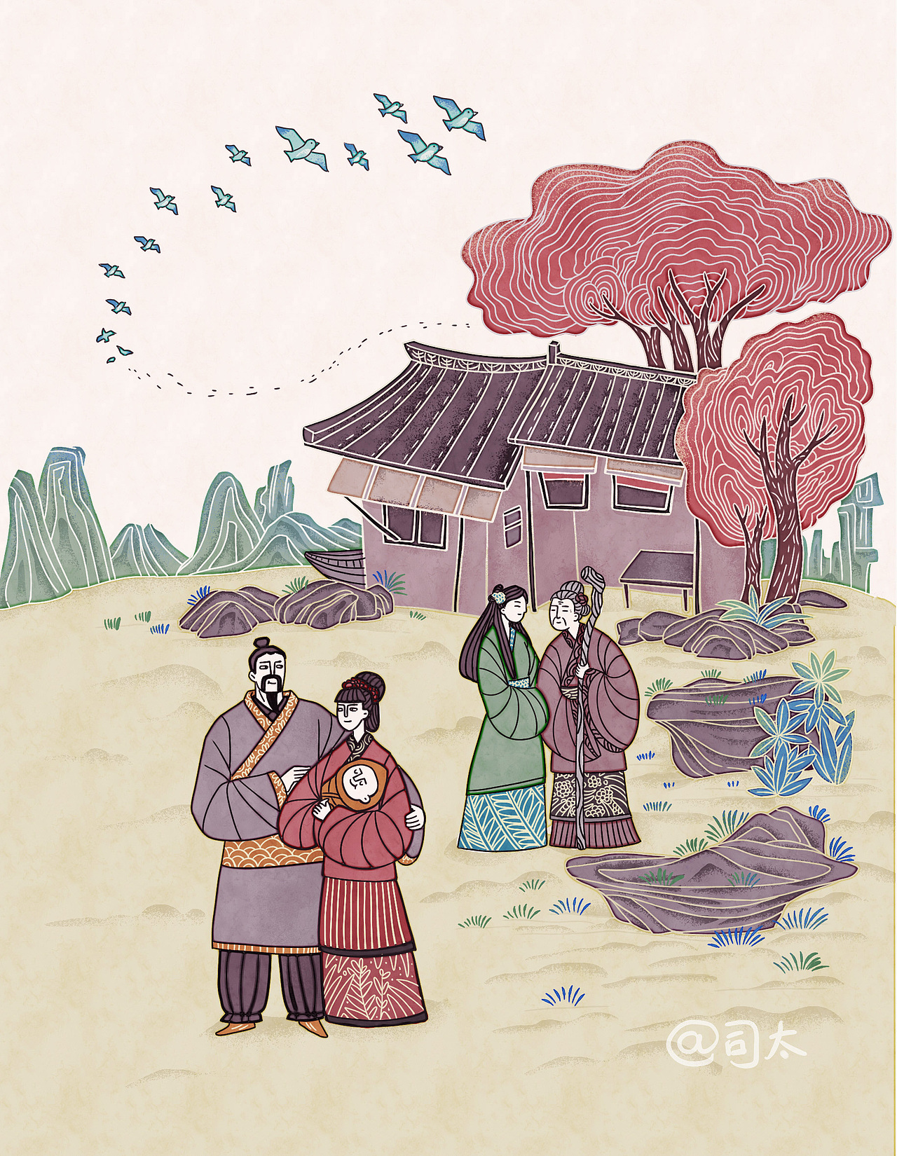 【古风绘本】皮影戏民俗故事插画（图ZMjk3NzM1MjI0） - 商业插画 - 站酷设计师司太插画工作室原创素材 - 站酷ZCOOL
