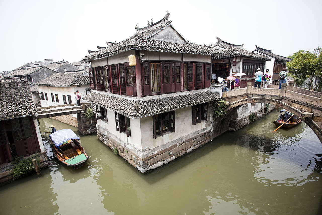 俯拍周庄富安桥