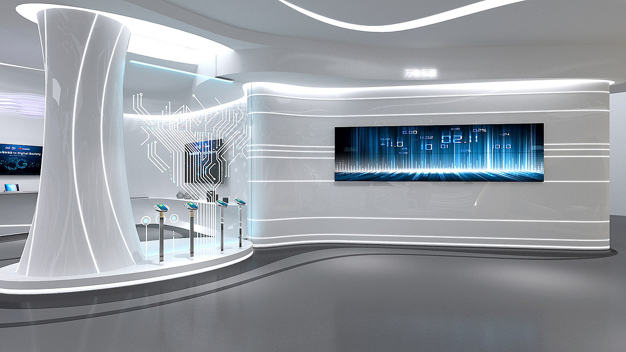 5G科技展厅展览设计3D效果图