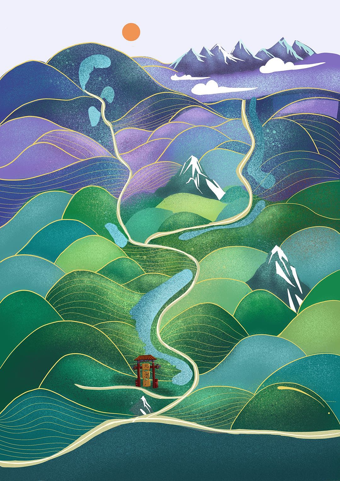 九寨沟—长海|插画|商业插画|bigfish0 - 原创作品 - 站酷 (zcool)