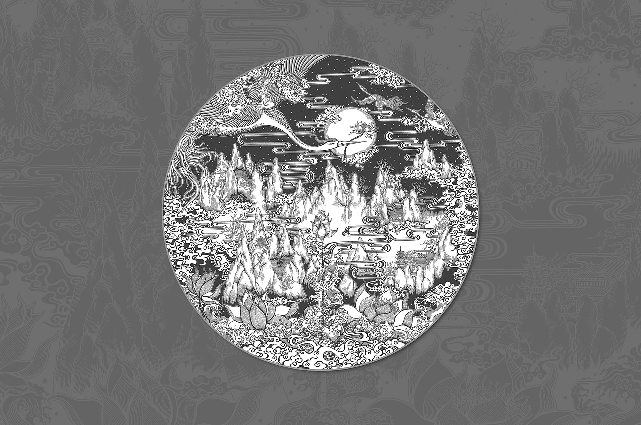 莲 · 鹤（图ZMTU4ODE5NDI4） - 艺术插画 - 站酷设计师木木wangcaimou原创素材 - 站酷ZCOOL