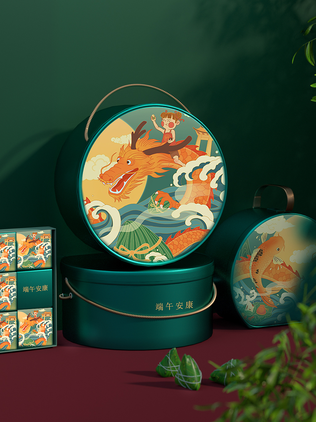粽香端午—端午包装插画（图ZMzI1ODg3MDY4） - 商业插画 - 站酷设计师XlAoLi原创素材 - 站酷ZCOOL