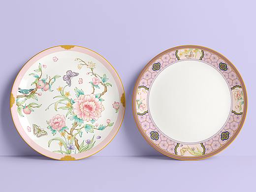 中式餐具｜珐琅开花果纹盘