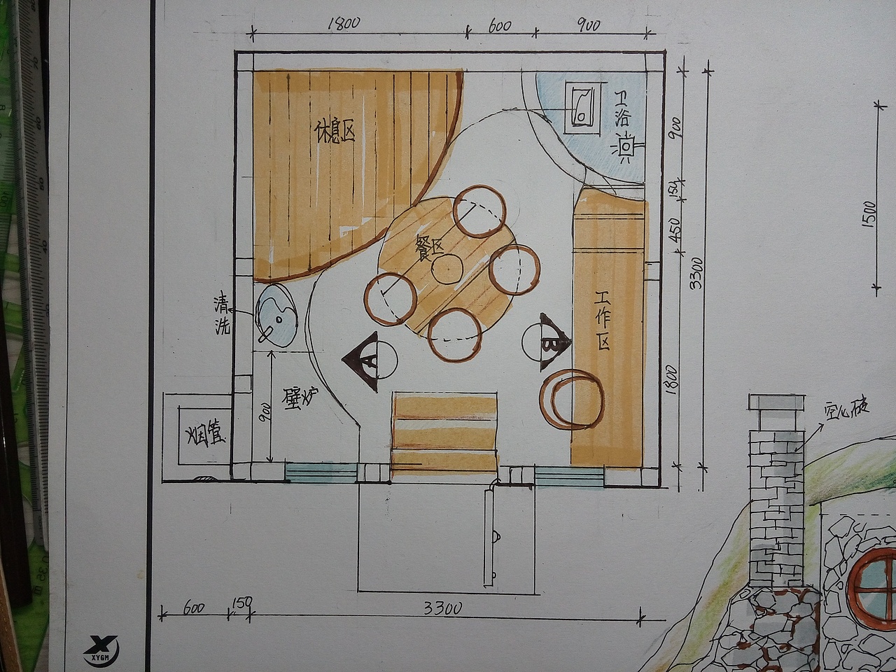 兴致手绘哈比人木屋方案
