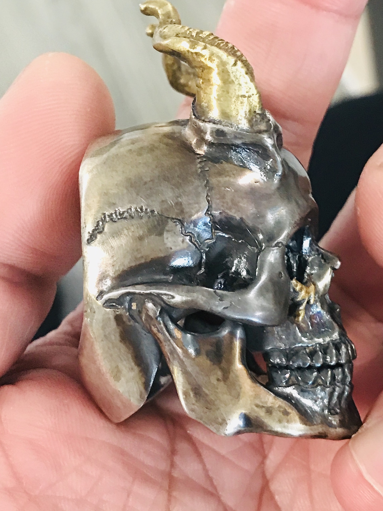 盲兔定制月光大骷髅戒指