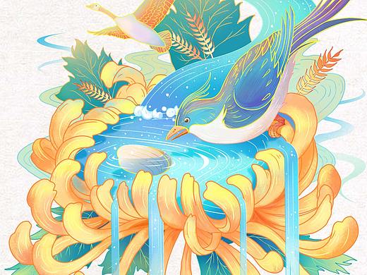 二十四节气-寒露小插画