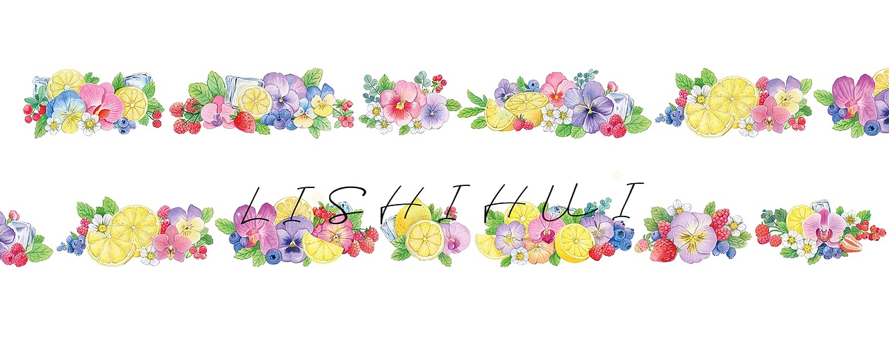 水彩插画,和纸胶带