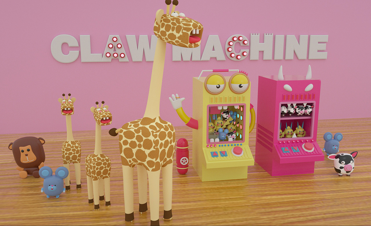 c4d娃娃机clawmachine卡通