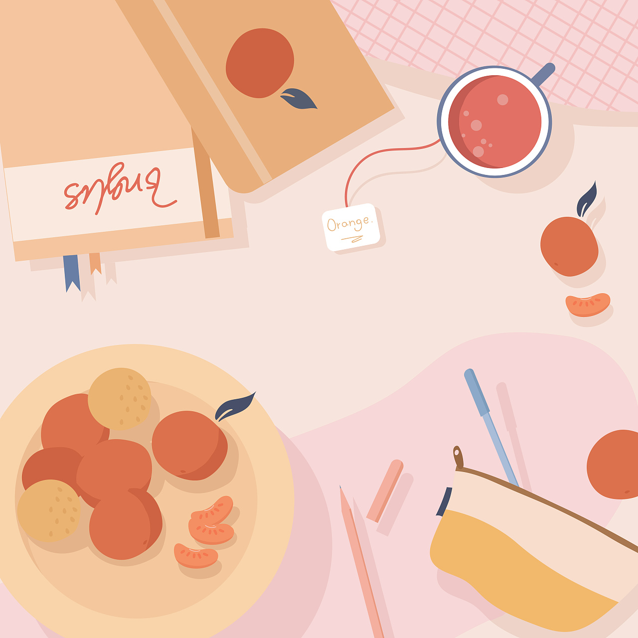 扁平的下午茶91|插画|商业插画|橙子哇 - 原创作品 - 站酷 (zcool)