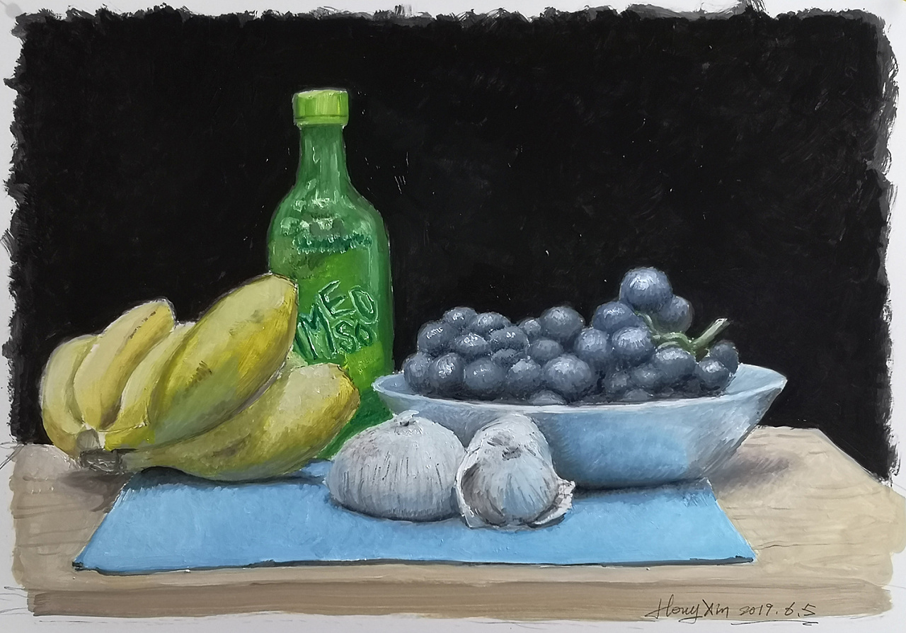 黑色背景的静物|纯艺术|油画|wulongtea - 原创作品 - 站酷 (zcool)