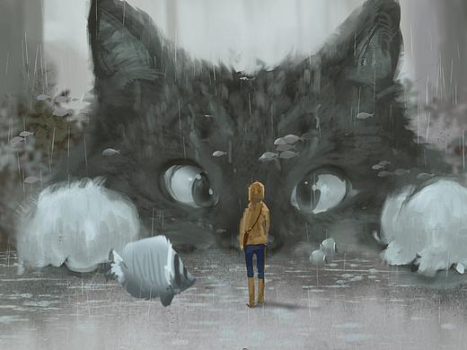 雨中的大猫