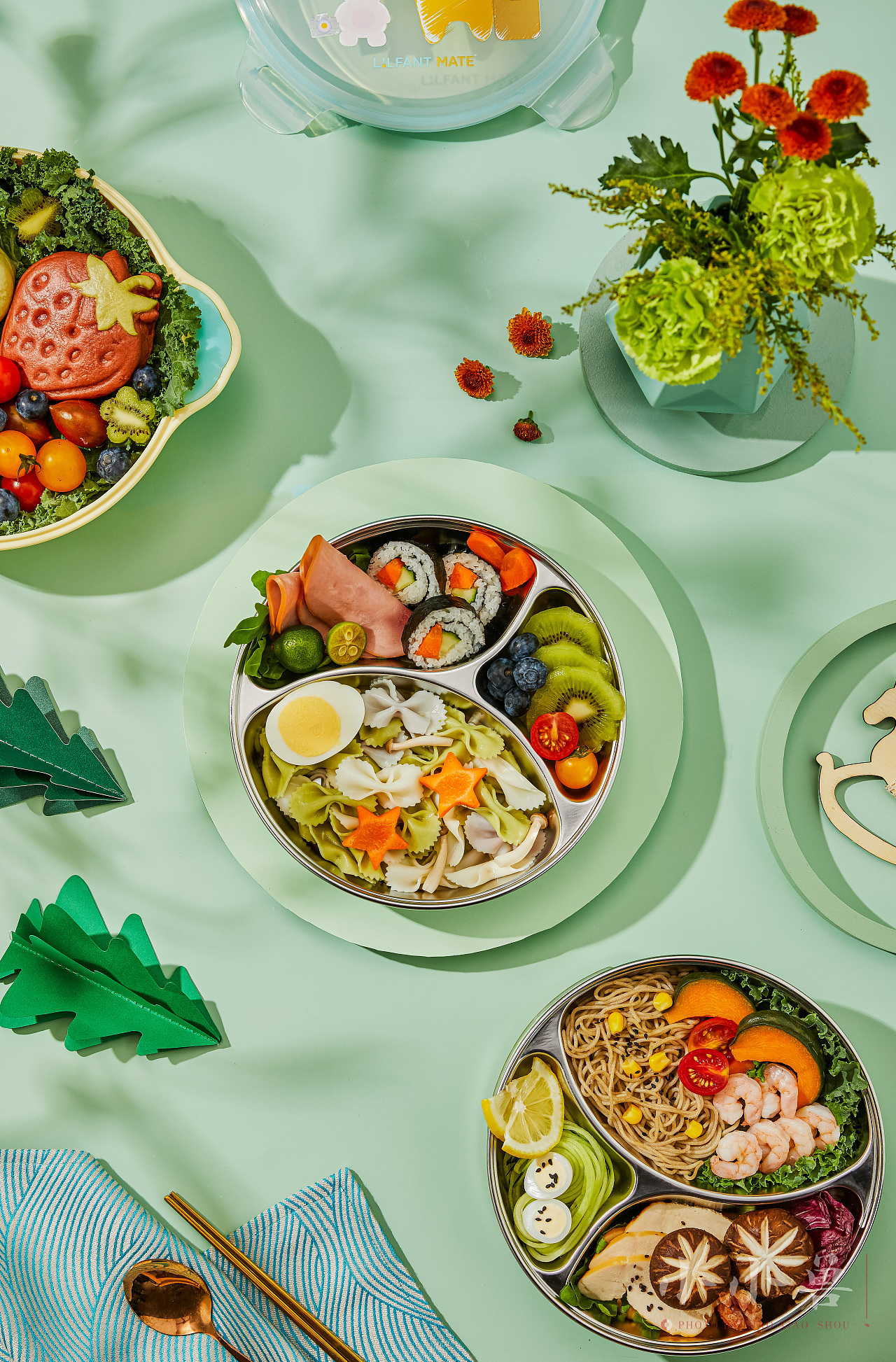 儿童餐具 —— 双层饭盒拍摄|摄影|产品摄影|小小兽美食摄影 - 原创