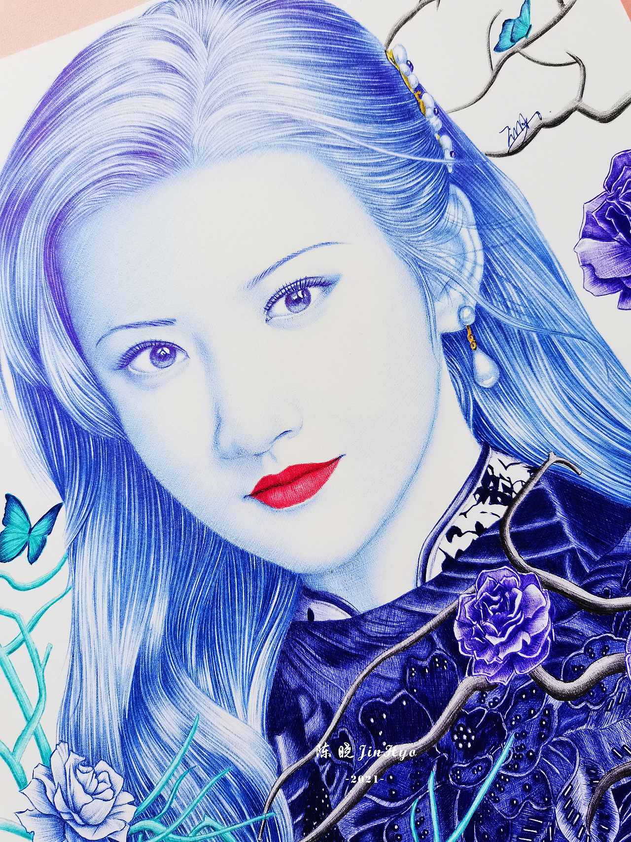 圆珠笔手绘 《司藤》景甜