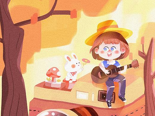 立秋/处暑/七夕 儿童插画风格 配图