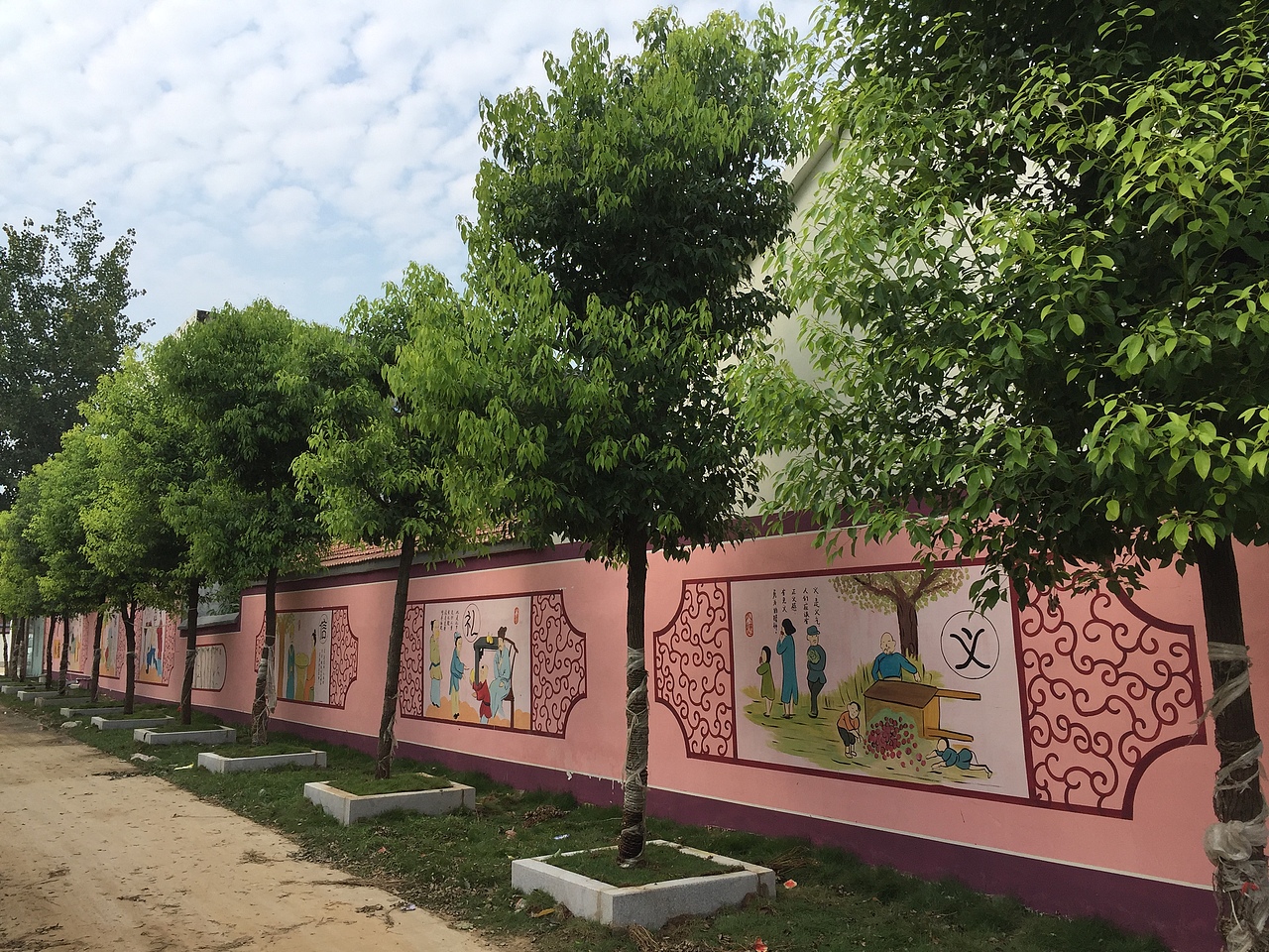 新农村围墙彩绘、文化墙绘设计、乡村墙体画