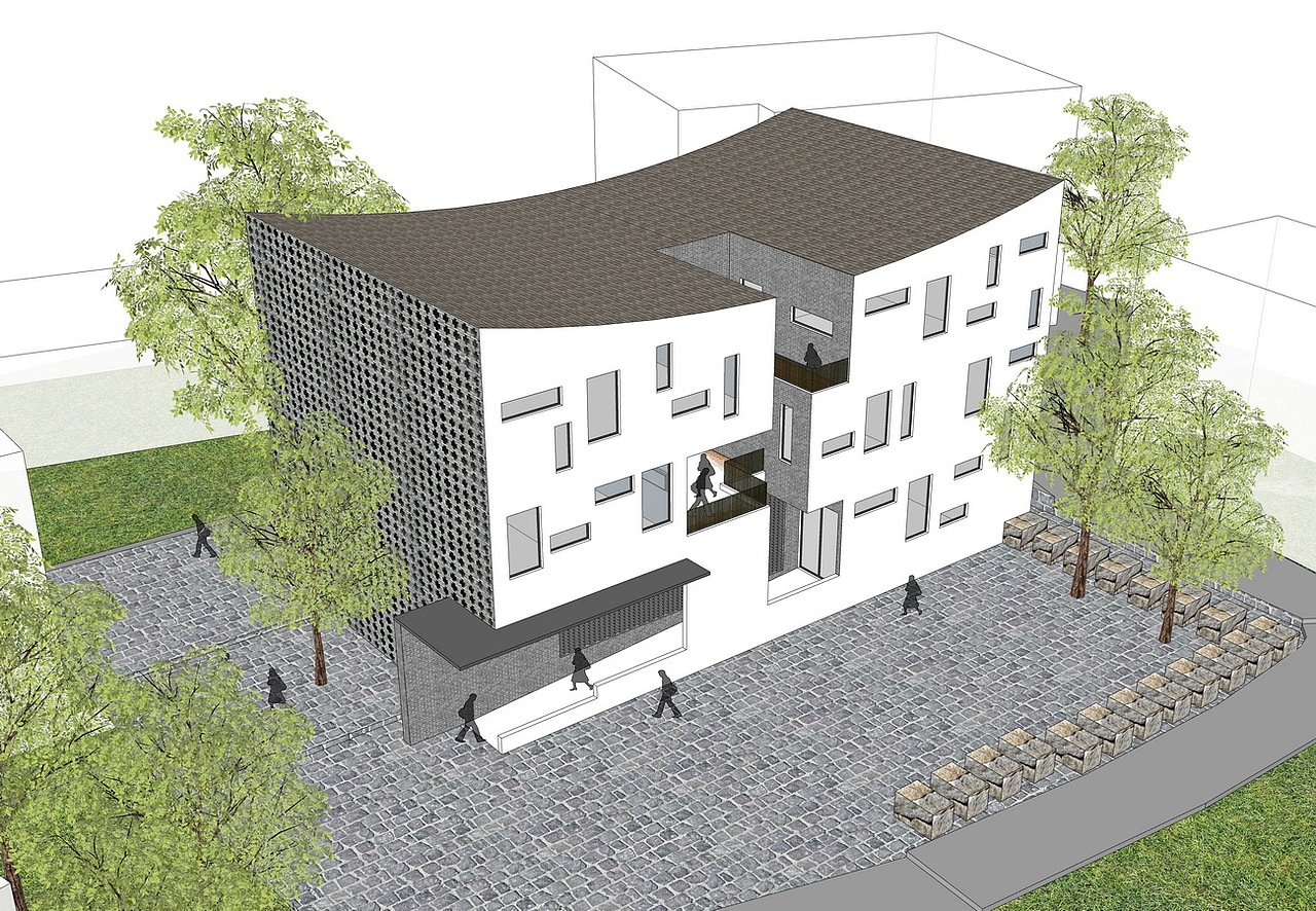 文化馆建筑设计su模型下载