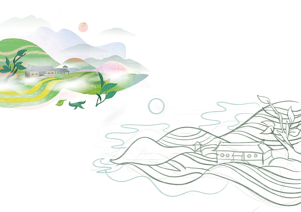 茶坊庄园—插画腰封设计（图ZMjAxMDY1NDg0） - 海报 - 站酷设计师前院小伙Leo原创素材 - 站酷ZCOOL