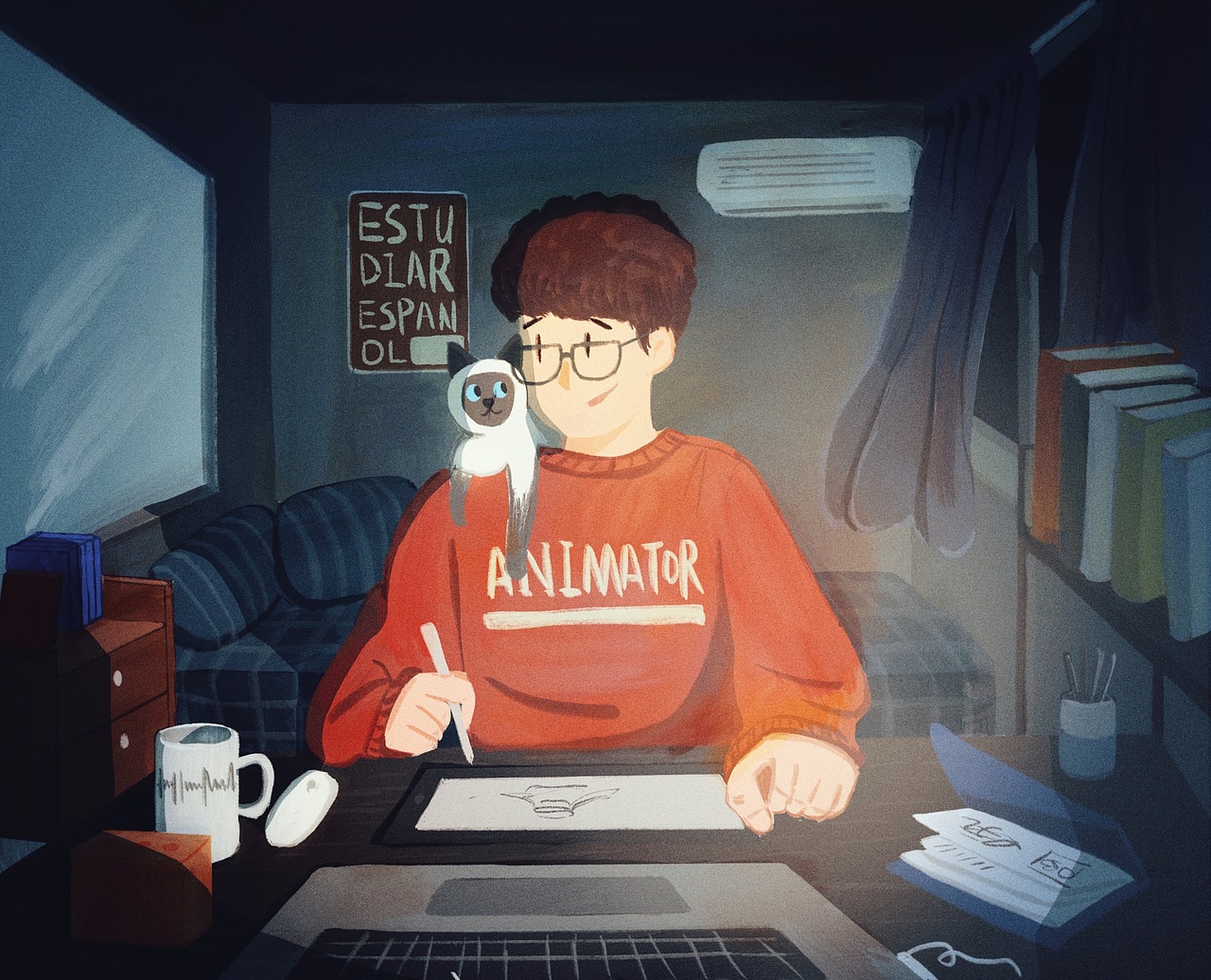 出门前的猫和我（图ZMjAyMzg5NjAw） - 创作习作 - 站酷设计师tenny1215原创素材 - 站酷ZCOOL