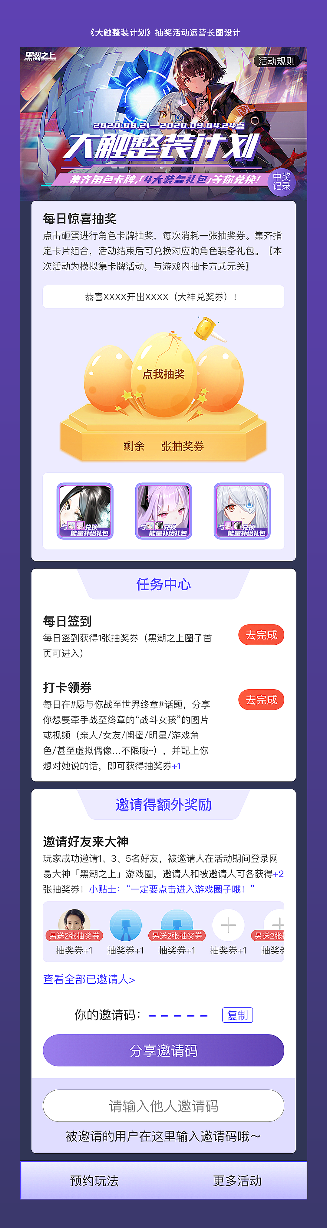 黑潮之上 - 《大触整装计划》抽奖活动运营长图设计