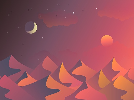 日月同辉插画-艺术插画53012年前接近森林!