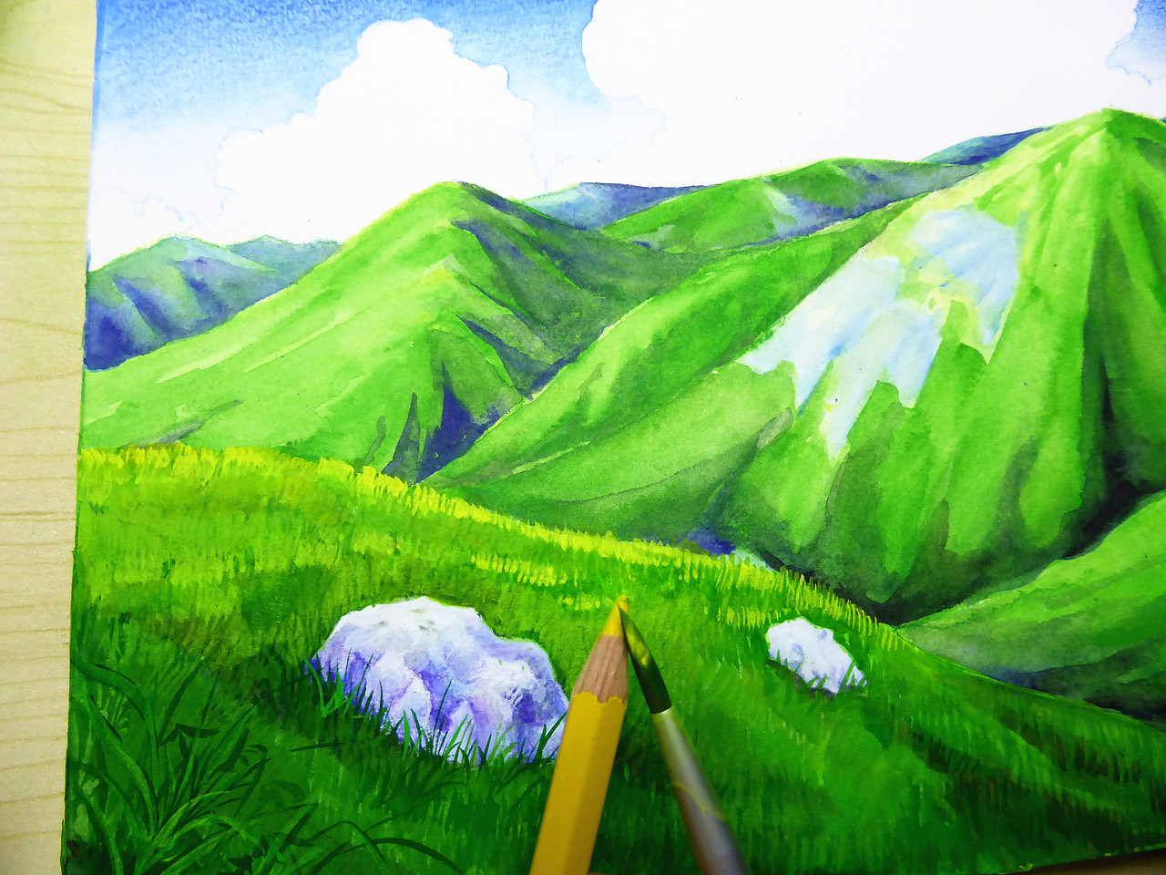 原创作品纯艺术绘画榊雪兔不透明水彩 |《魔女宅急便》场景197风景