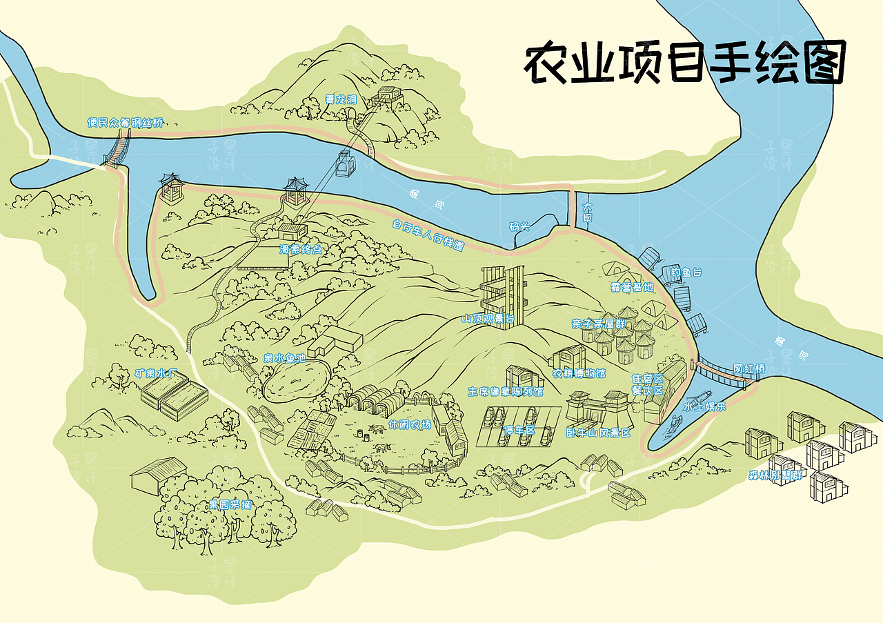 农业观光园.手绘地图定制社区地图设计（图ZMzE4NDMzMDUy） - 商业插画 - 站酷设计师手绘地图原创素材 - 站酷ZCOOL