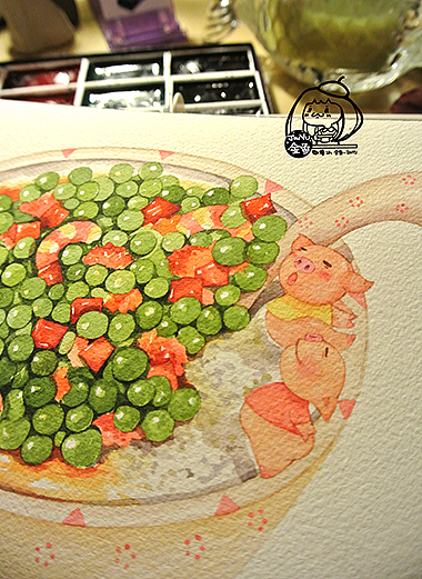 金鱼手绘美食——豌豆肉末炒虾仁（图ZMTA3Nzc4NzY=） - 商业插画 - 站酷设计师金鱼酱JINYU原创素材 - 站酷ZCOOL