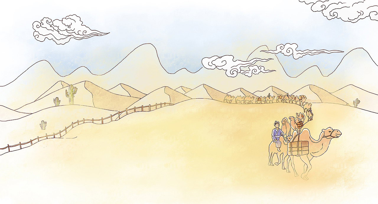 很久很久以前
公元前某某年<br>曾经有一条线它穿越万水千山<br>这条丝绸的线<br>在时光里蜿蜒<br>好像只一眨眼<br>我们就又相见<br>