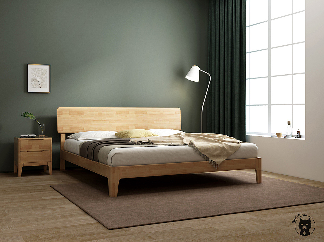 实木床简约卧室