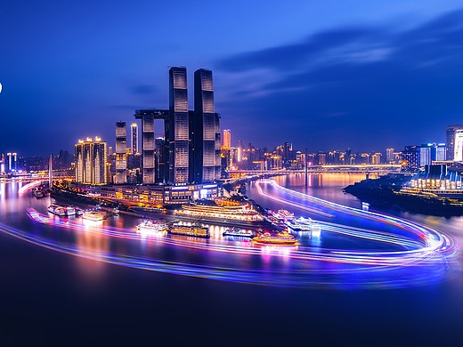 重庆两江交汇夜景