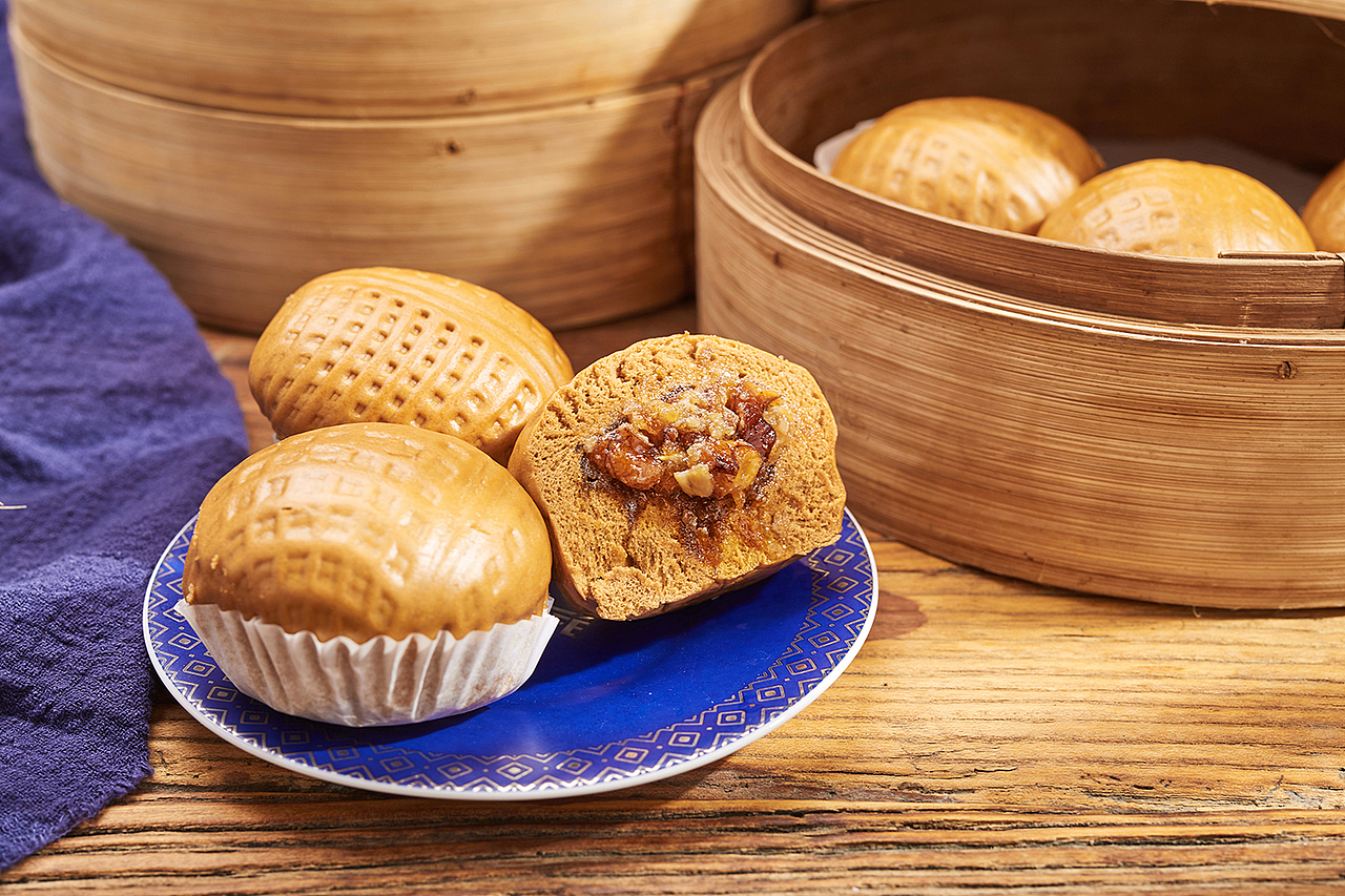 港式叉烧包广式早茶点心早餐速冻食品拍摄影拓文化